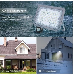 Aigostar Faro Faretto LED 50W Ultrasottile Sensore Movimento IP65 Naturale