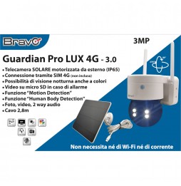 Bravo Guardian Pro Lux 4G – Telecamera Solare Esterno FHD da Esterno sim 4g