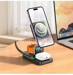 Hoco CQ10 Stazione Di Ricarica Fast 3 In 1 Magsafe 15w Iphone Iwatch E Airpods