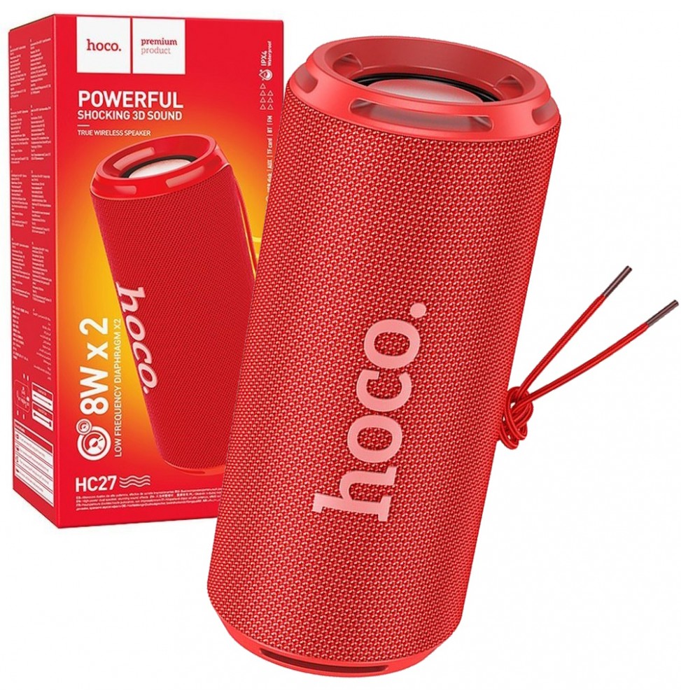 Hoco HC27 Flip Cassa Bluetooth 5.4 FM 16W 2H Batteria 1500 mAh Rossa