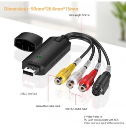 Unico Scheda Acquisizione Video USB Grabber Analogica Digitale RCA S-Video PC