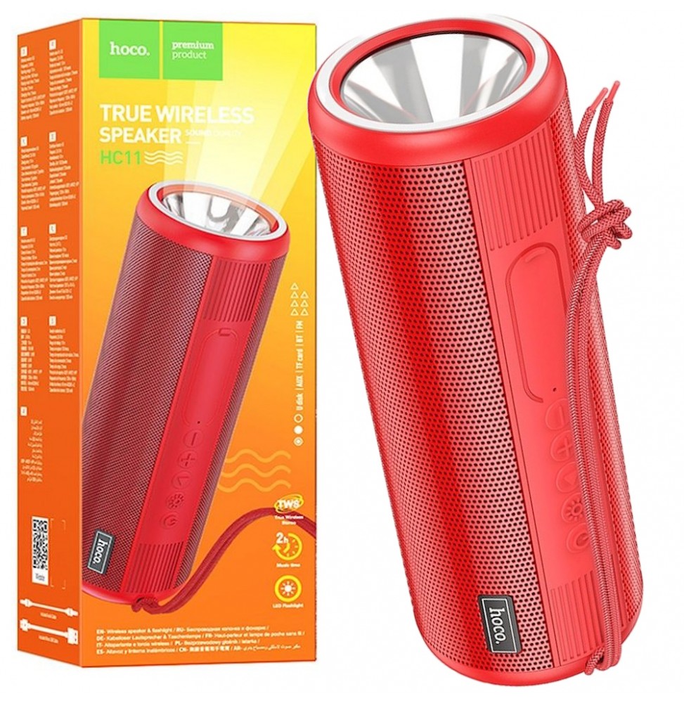 Hoco HC11 Flip Bluetooth 5.0 10W 2H FM USB Torcia 1200 mAh Rosso