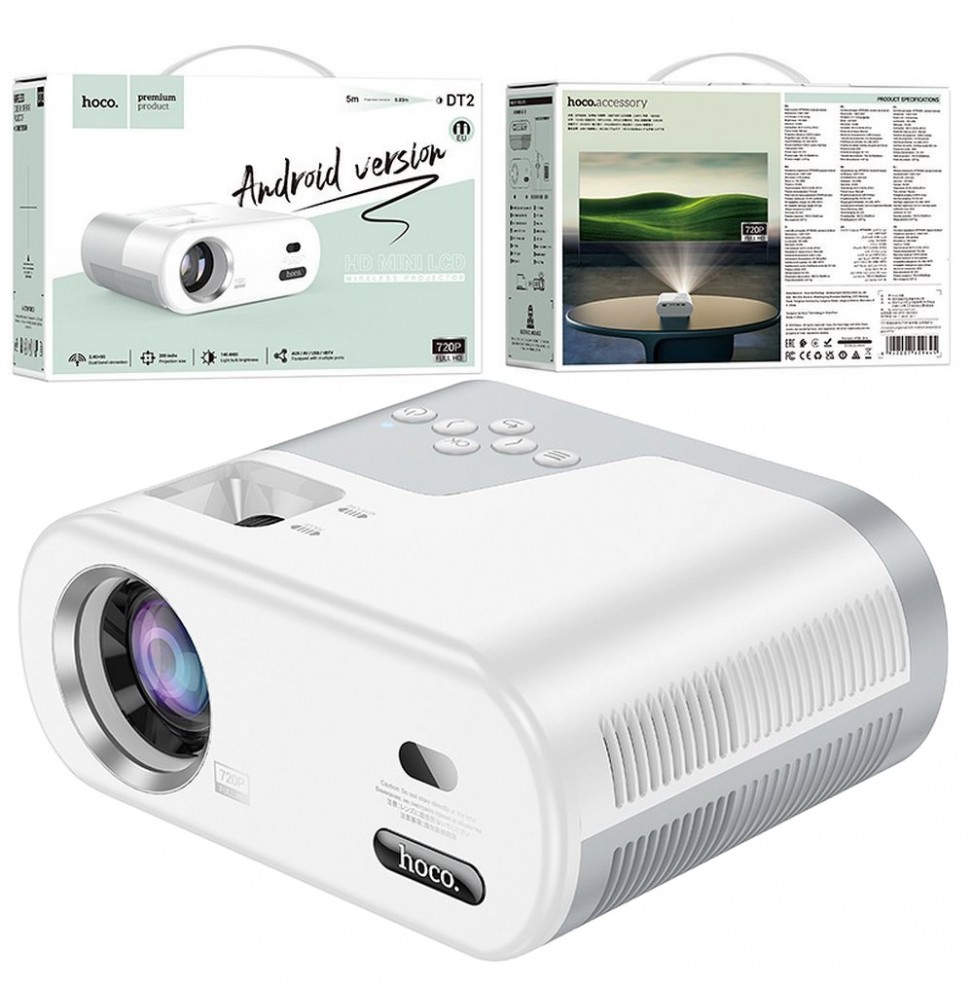 Hoco DT2 Proiettore Smart Android Hd 720p 200 Pollici Wifi Bt
