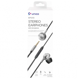 Unico EP1213 Cuffie Auricolari In-Ear Con Microfono Bassi Profondi E Potenti Filo Nero