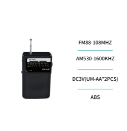 Unico FM2596 Radio Portatile FM AM Speaker Cuffia Antenna Retrattile Nero ABS