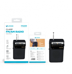 Unico FM2596 Radio Portatile FM AM Speaker Cuffia Antenna Retrattile Nero ABS