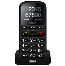 Saiet PRONTO MAX – Cellulare per Anziani con Tasti Grandi, SOS, Tasti Parlanti e Base di Ricarica Nero