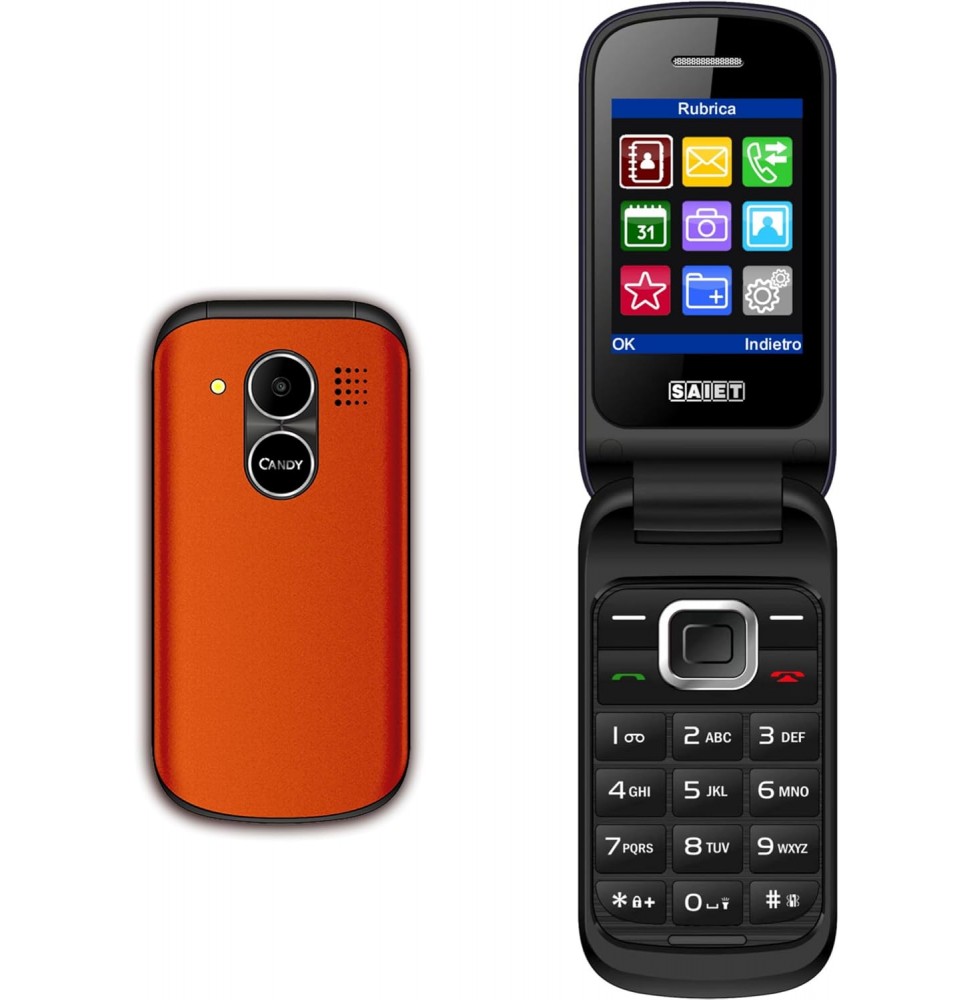 Saiet Candy – Cellulare a Conchiglia per Anziani con Tasti Grandi, SOS, Dual SIM e Ricarica Type-C Corallo