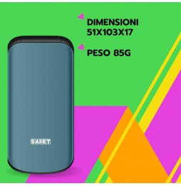 Saiet Candy – Cellulare a Conchiglia per Anziani con Tasti Grandi, SOS, Dual SIM e Ricarica Type-C Petrolio