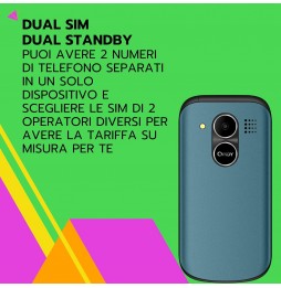Saiet Candy – Cellulare a Conchiglia per Anziani con Tasti Grandi, SOS, Dual SIM e Ricarica Type-C Petrolio