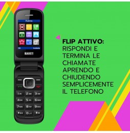 Saiet Candy – Cellulare a Conchiglia per Anziani con Tasti Grandi, SOS, Dual SIM e Ricarica Type-C Blu