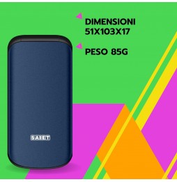 Saiet Candy – Cellulare a Conchiglia per Anziani con Tasti Grandi, SOS, Dual SIM e Ricarica Type-C Blu