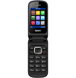 Saiet Candy – Cellulare a Conchiglia per Anziani con Tasti Grandi, SOS, Dual SIM e Ricarica Type-C Nero