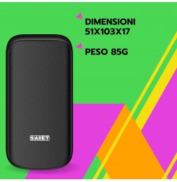 Saiet Candy – Cellulare a Conchiglia per Anziani con Tasti Grandi, SOS, Dual SIM e Ricarica Type-C Nero