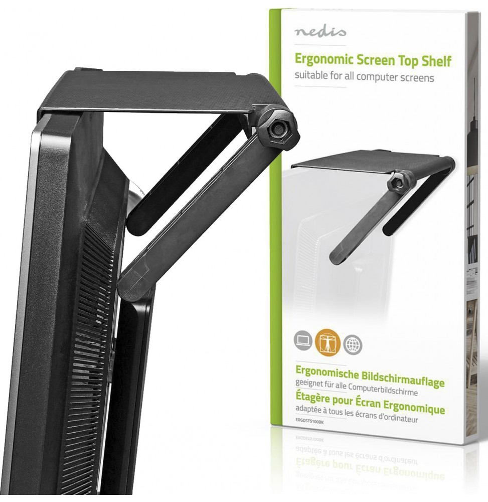 Nedis Screen Top Shelf supporto salvaspazio per monitor TV PC Mensola ripiano schermo