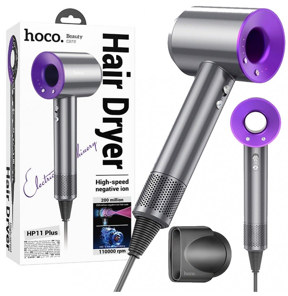 Hoco HP11 PLUS Asciugacapelli Professionale 1600W 110000 Giri Ioni 9 Selezioni