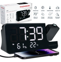 Thomson CP100T Radiosveglia Proiettore Display 8" Temperatura Umidità USB-C Nero