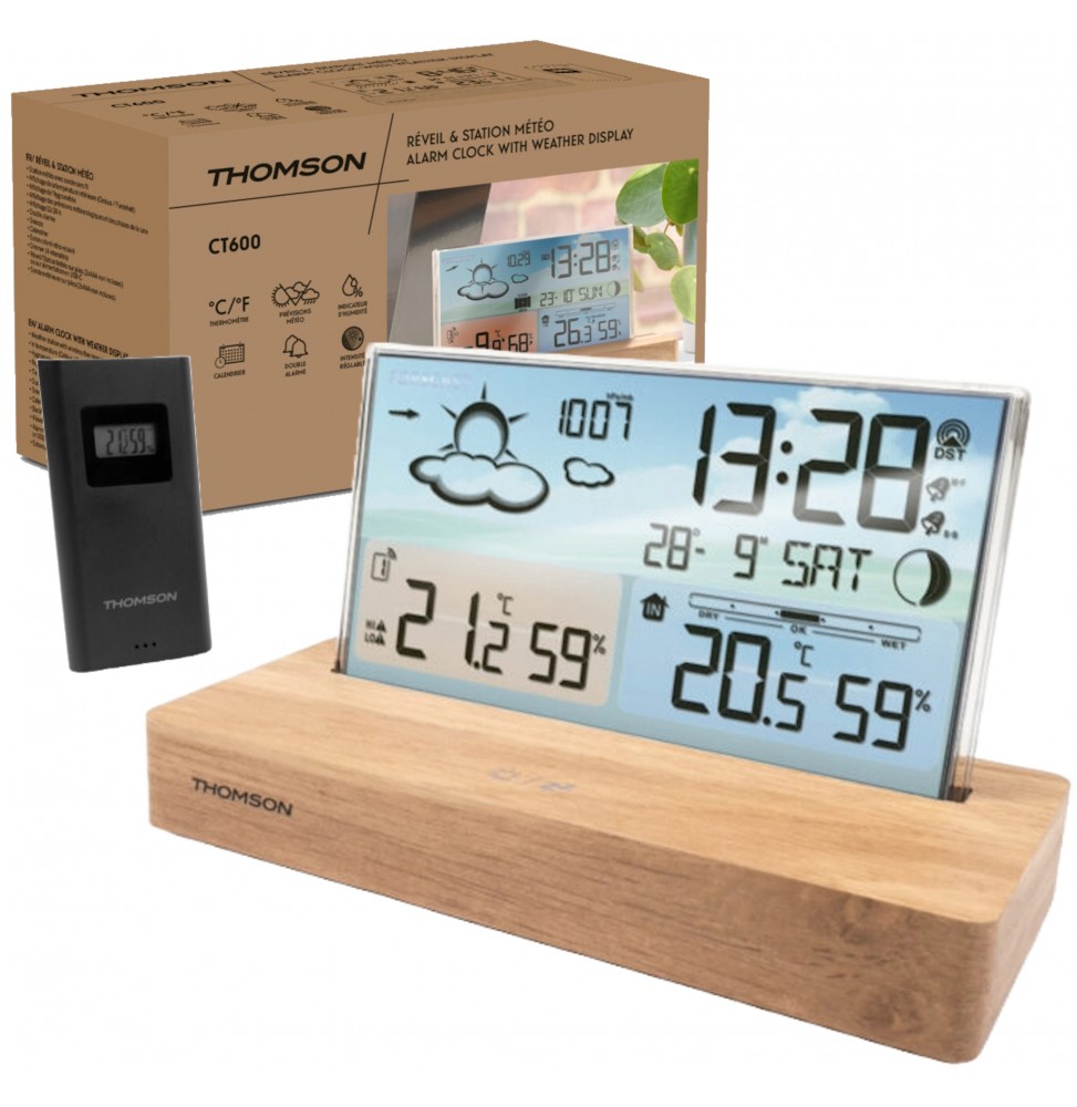 Thomson CT600 Sveglia Stazione Meteo Sonda Wireless Temperatura Umidità Luna
