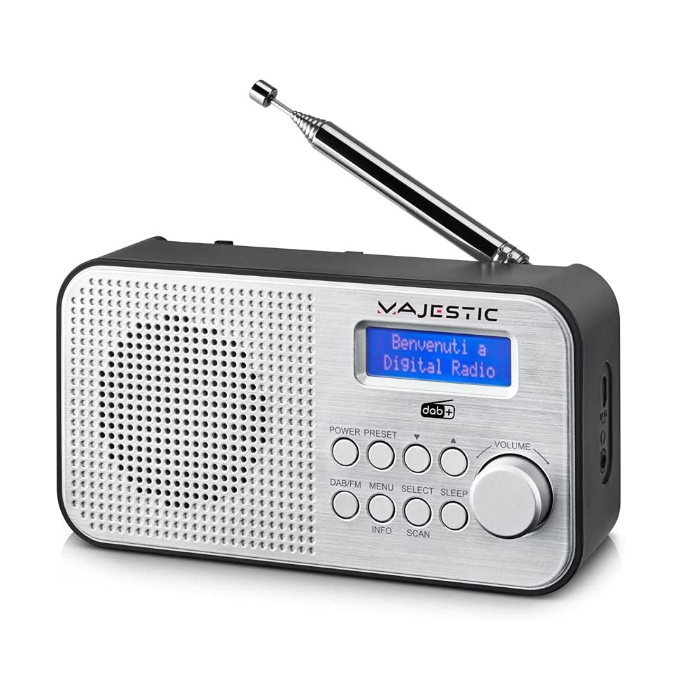 Majestic RT 194 DAB+ Radio Sveglia Digitale FM DAB Display LED Batteria 2000mAh