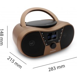 MOOOV Boombox Radio FM Lettore CD MP3 USB Dynamic Bass Boost Copper & Black