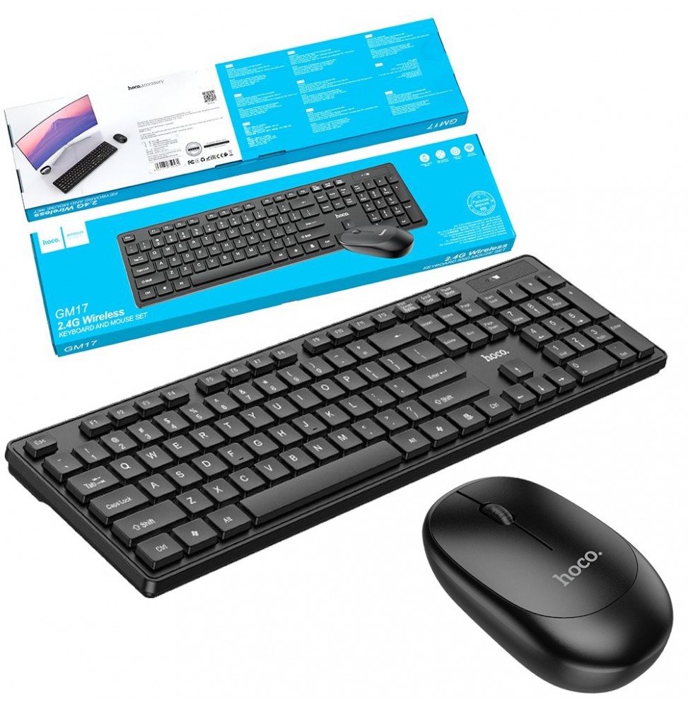 Hoco GM17 Set Tastiera E Mouse Wireless Layout Italiano 104 Tasti Dpi Regolabile