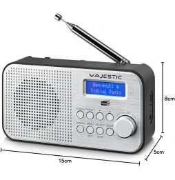 Majestic RT 194 DAB+ Radio Sveglia Digitale FM DAB Display LED Batteria 2000mAh