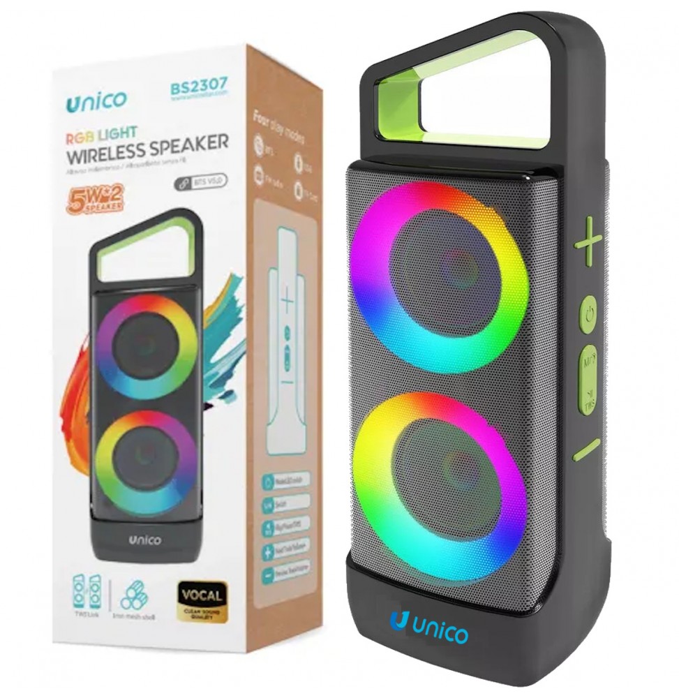 Unico BS2307 Cassa Party Portatile Bluetooth® Mp3 10 Watt Usb Aux 1200mah HD