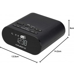 New Majestic Radio Sveglia DAB+ Digitale con display a led 2 allarmi funzione snooze AUX DAB+ FM