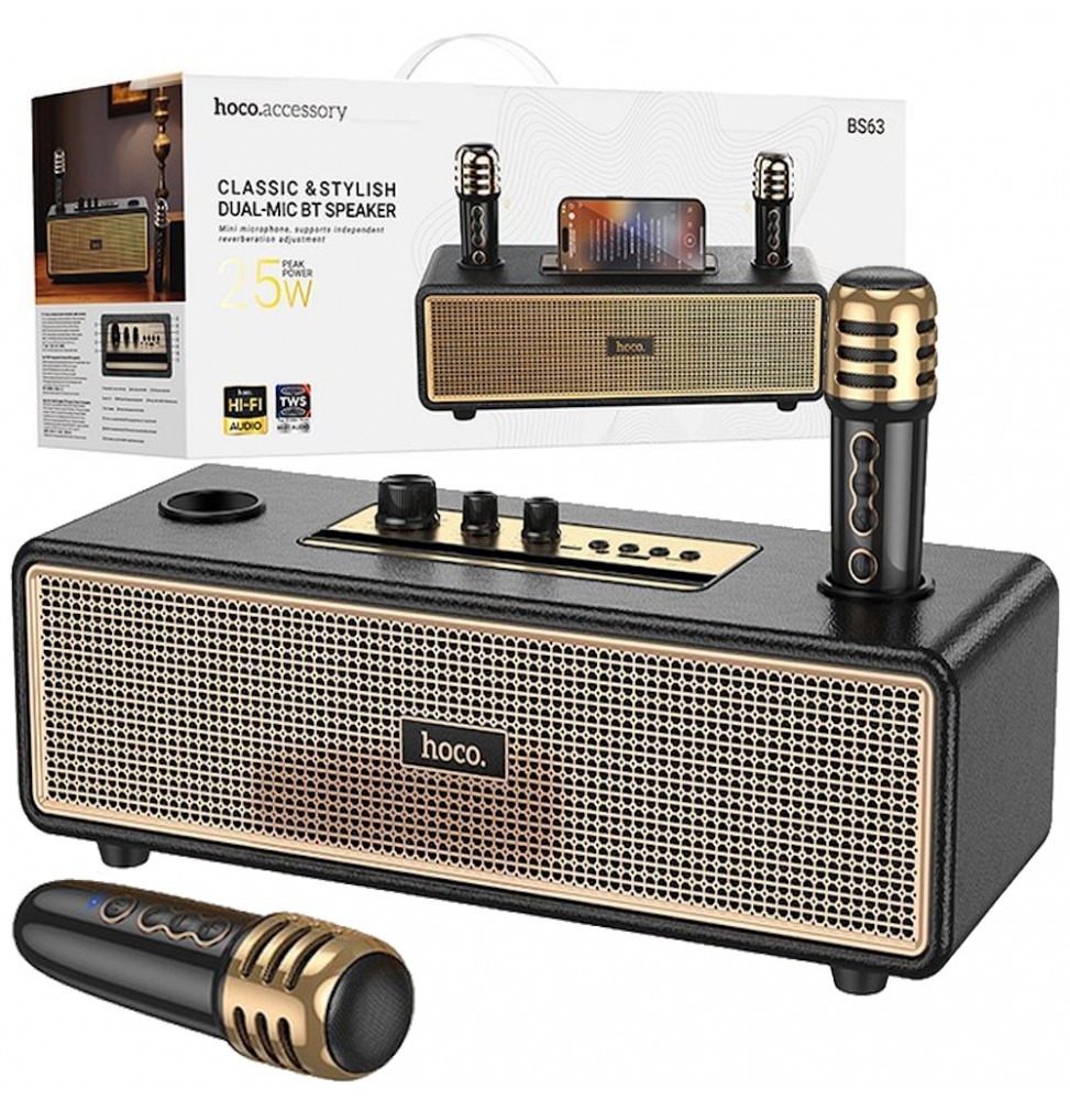 Hoco BS63 Cassa Party Portatile Bluetooth® Mp3 Karaoke Usb Aux Fm 2 Microfoni