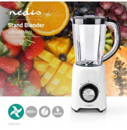 Nedis Frullatore con Bicchiere 2 velocità a impulsi Lame in acciaio inox 800 Watt 1,5 litri