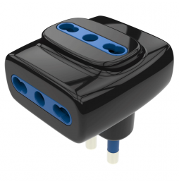 Aigostar Set 3 Adattatori Tripla Spina 3 Vie Bipasso 16A 1500W Nero