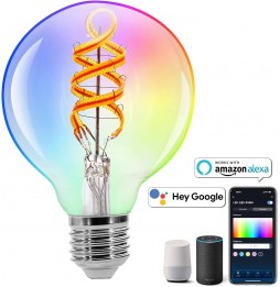 Aigostar Lampadina Smart G80 E27 RGBW 4.9W...