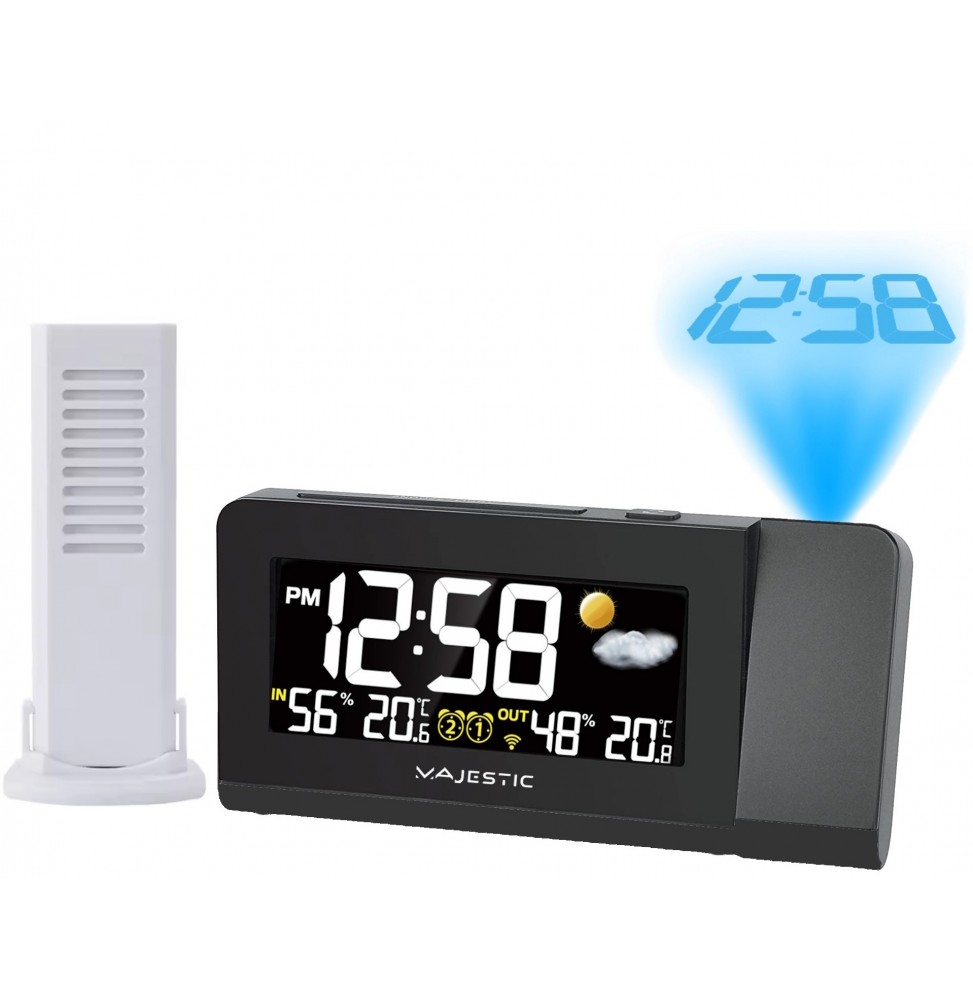 MAJESTIC WT 249 SSVEGLIA CON STAZIONE BAROMETRICA E PROIEZIONE ORA TEMPERATURA INTERNA ESTERNA SENSORE WIRELESS