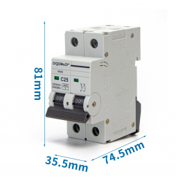 Interruttore Magnetotermico Aigostar 25A 2P Curva C Guida 35mm