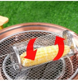 CESTELLO ROTANTE PER GRIGLIARE BBQ BARBEQUE VERDURE PATATINE POLLO