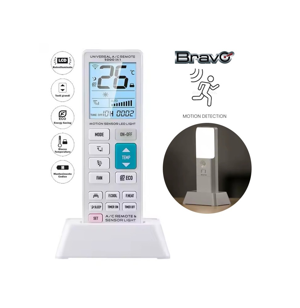 BRAVO EASY PLUS LUX TELECOMANDO UNIVERSALE PER CLIMATIZZATORI E CONDIZIONATORI