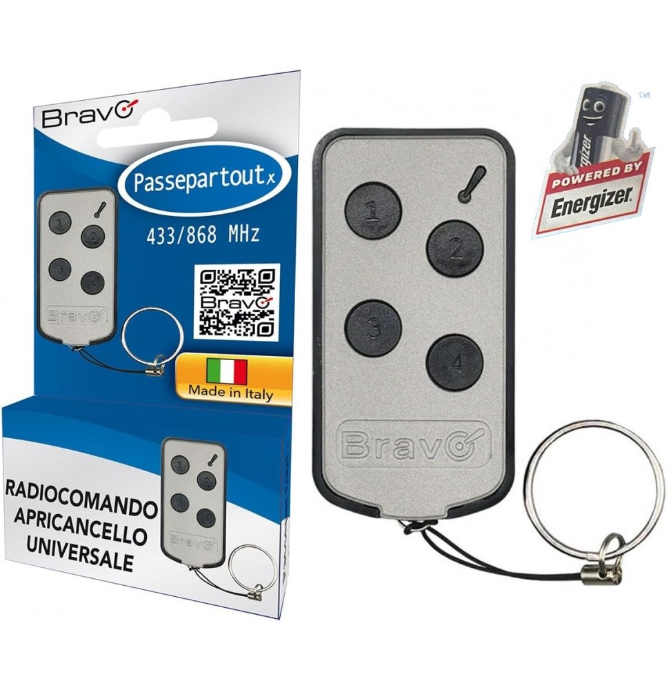 Bravo Passapartoutx – Telecomando Universale 4 Tasti 433/868 Mhz per Cancelli e Antifurti﻿