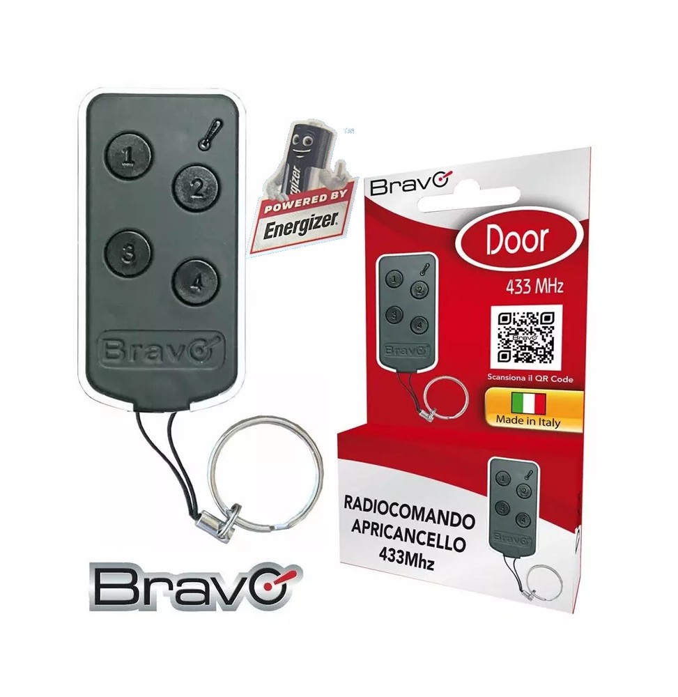 Bravo Door – Telecomando Universale 4 Tasti 433 MHz per Cancelli e Antifurti