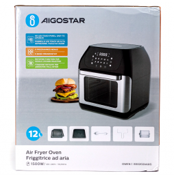 Aigostar Friggitrice ad Aria 12L 1500W Forno 9 in 1 LED Touch con Girarrosto