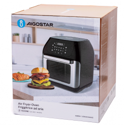 Aigostar Friggitrice ad Aria 12L 1500W Forno 9 in 1 LED Touch con Girarrosto
