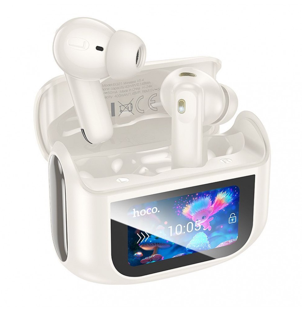 Hoco EQ21 Auricolari Wireless Tws Bt 5.4 Anc Enc Touch Display Hifi Bianco