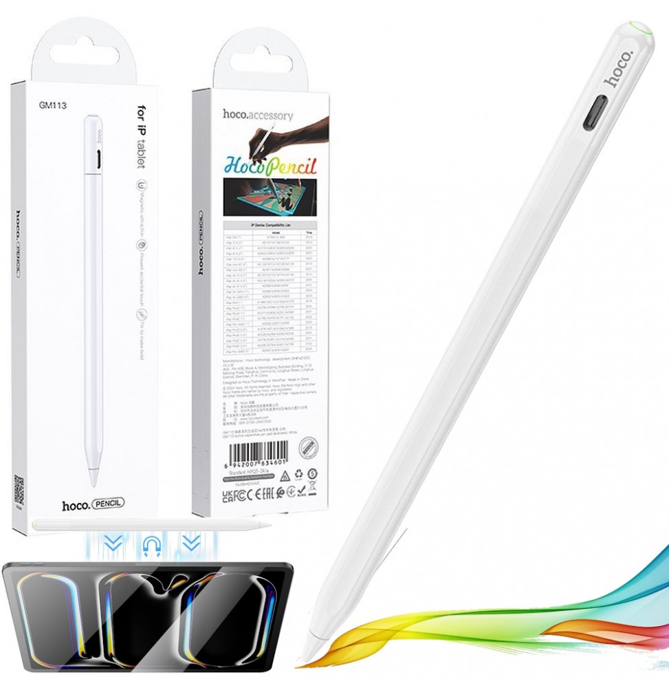 Hoco Penna Capacitiva Stylus Ipad Ios Anti Tocco Sensibile Bianca