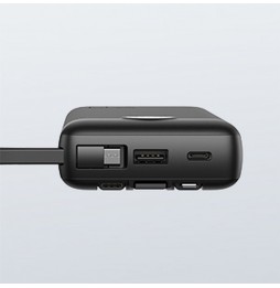 Veger C20 Powerbank 20000 mAh Cavi Integrati USB-C Lightning Micro USB Nero