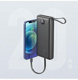Veger C20 Powerbank 20000 mAh Cavi Integrati USB-C Lightning Micro USB Nero
