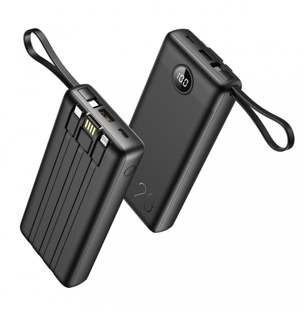 Veger C20 Powerbank 20000 mAh Cavi Integrati USB-C Lightning Micro USB Nero