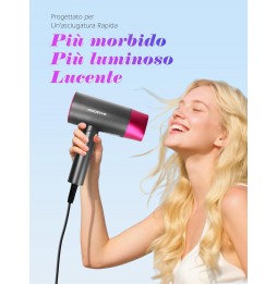 Aigostar Asciugacapelli Viaggio 1800W Professionale Pieghevole 3 Livelli
