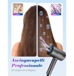 Aigostar Asciugacapelli Viaggio 1800W Professionale Pieghevole 3 Livelli