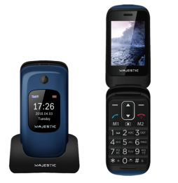 Majestic Sileno 50 Telefono Cellulare Anziani Sportellino Volume Alto Sos Blu
