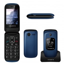 Majestic Sileno 50 Telefono Cellulare Anziani Sportellino Volume Alto Sos Blu