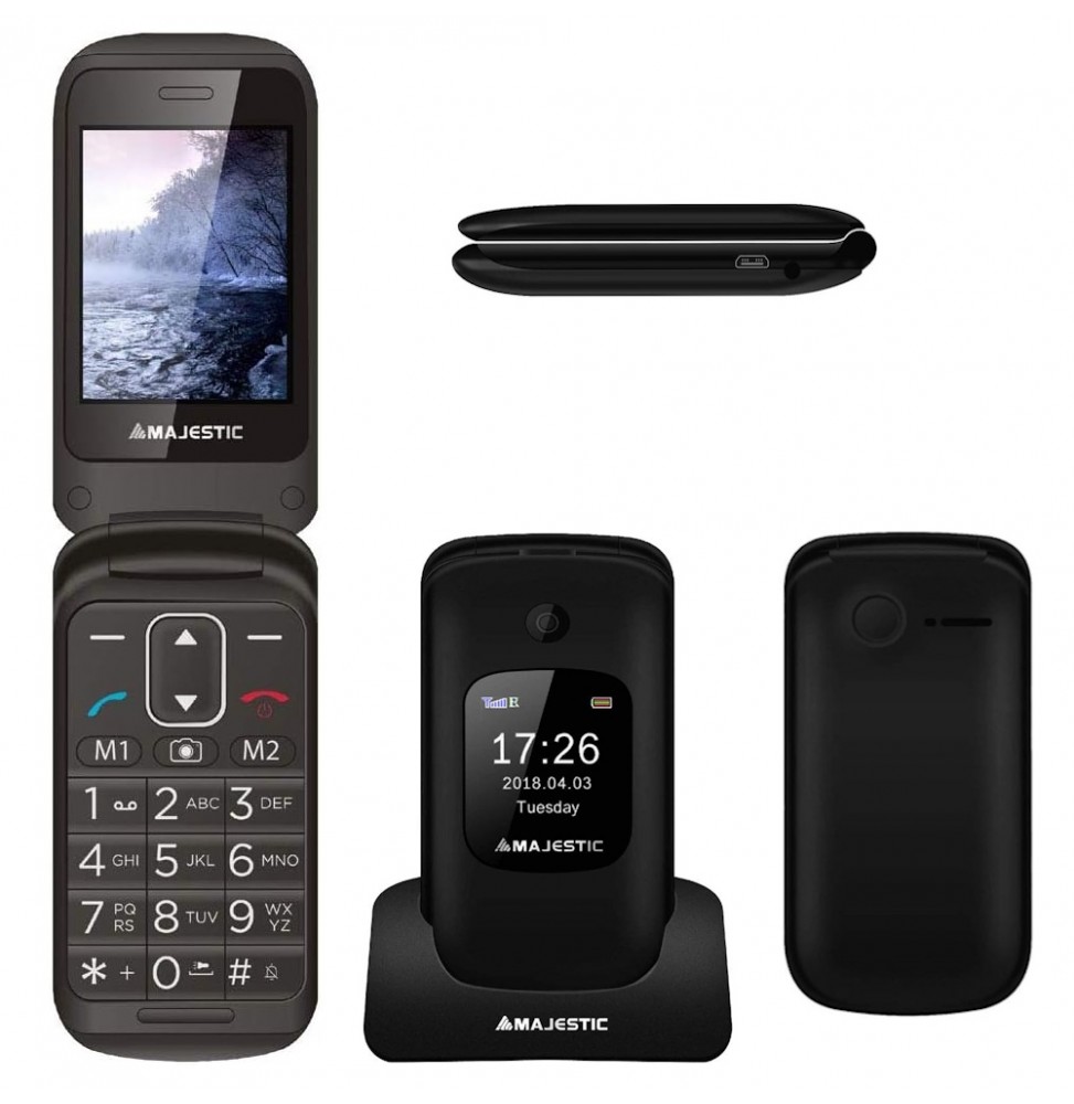 Majestic Sileno 50 Telefono Cellulare Anziani Sportellino Volume Alto Sos Nero